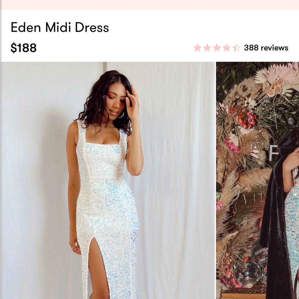 Eden White Sequin Midi Dress